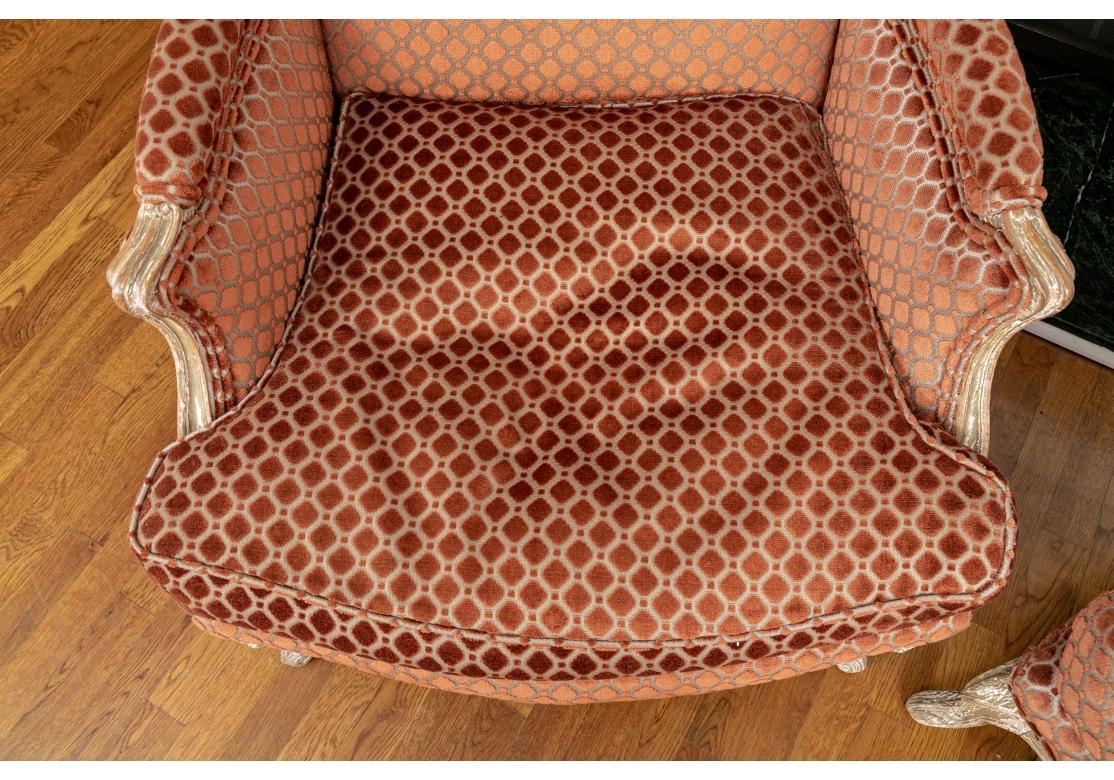 Louis XV Pair of Elegant Custom Upholstered Bergeres For Sale