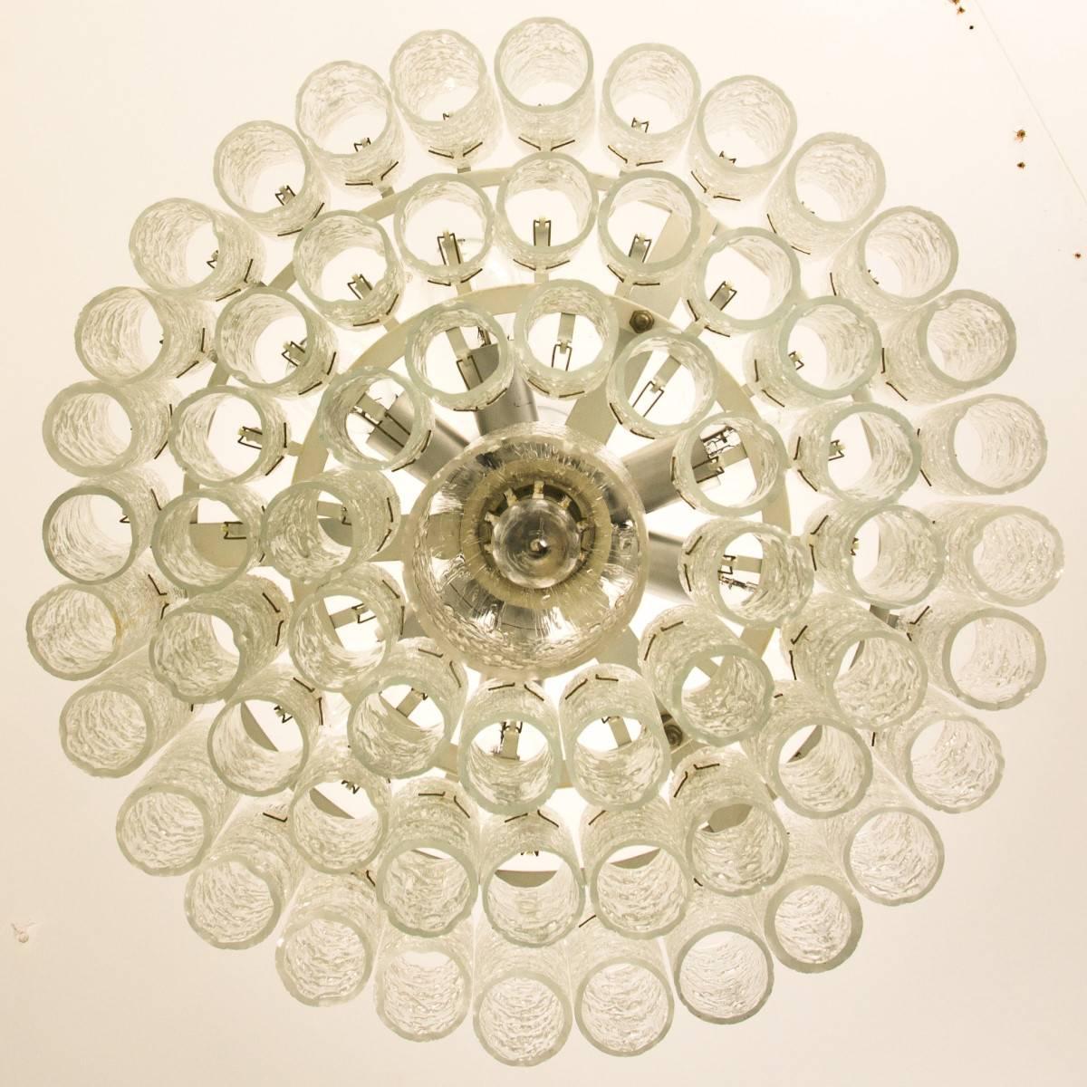 Pair of Elegant Doria Chandeliers, 60 Glass Tubes, 1960s For Sale 2