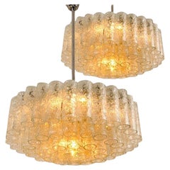 Vintage Pair of Elegant Doria Chandeliers, 60 Glass Tubes, 1960s