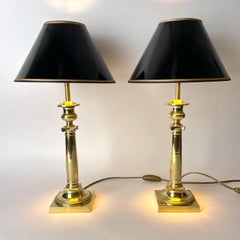Pair of Elegant Empire Table Lamps in Bronze. Early 19th Century