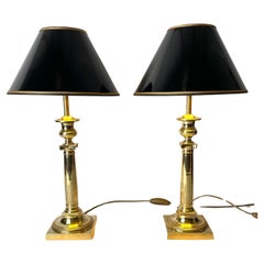 Antique Pair of Elegant Empire Table Lamps in Bronze. Early 19th Century
