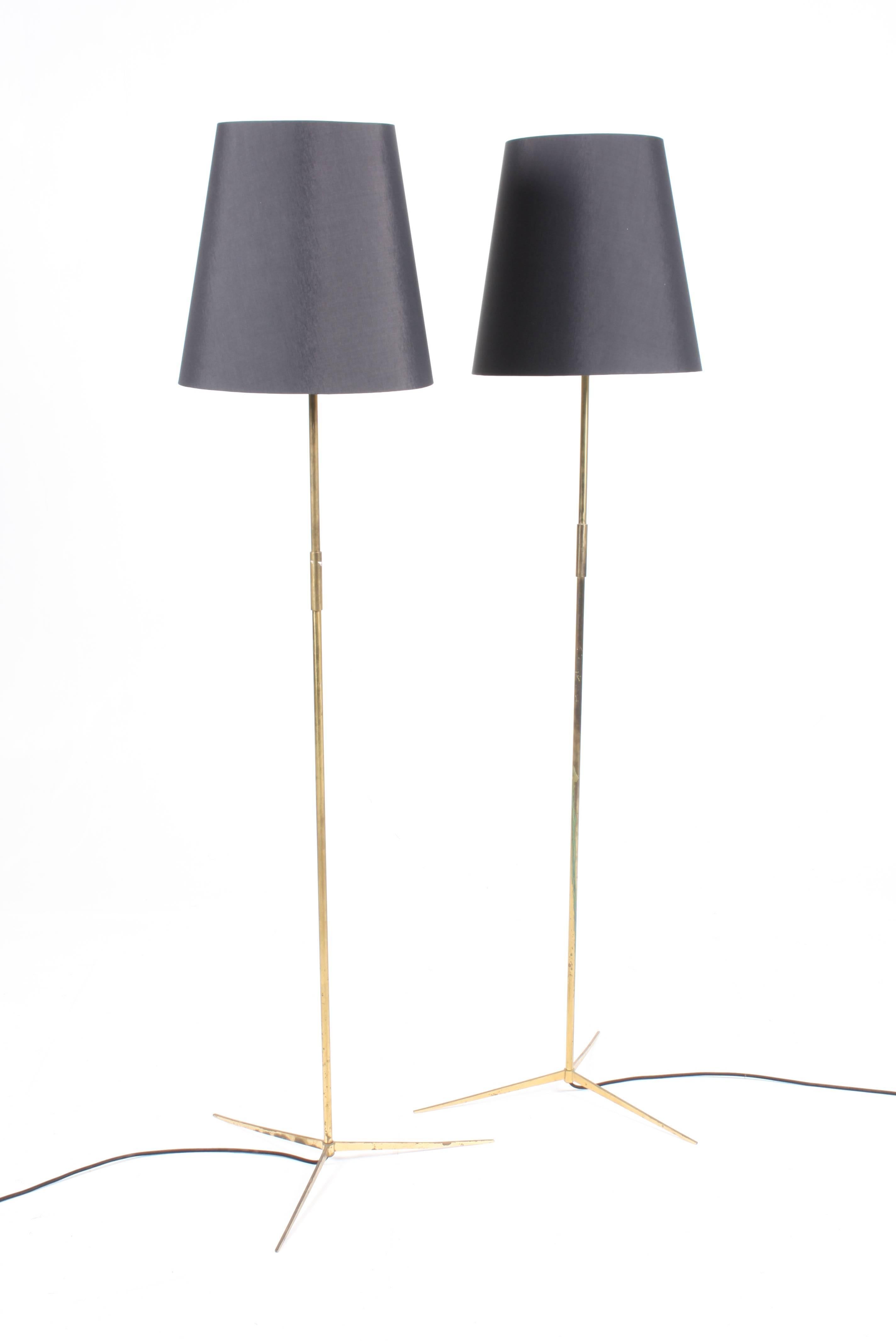Scandinavian Modern Pair of Elegant Floor Lamps in Brass By Holm Sørensen