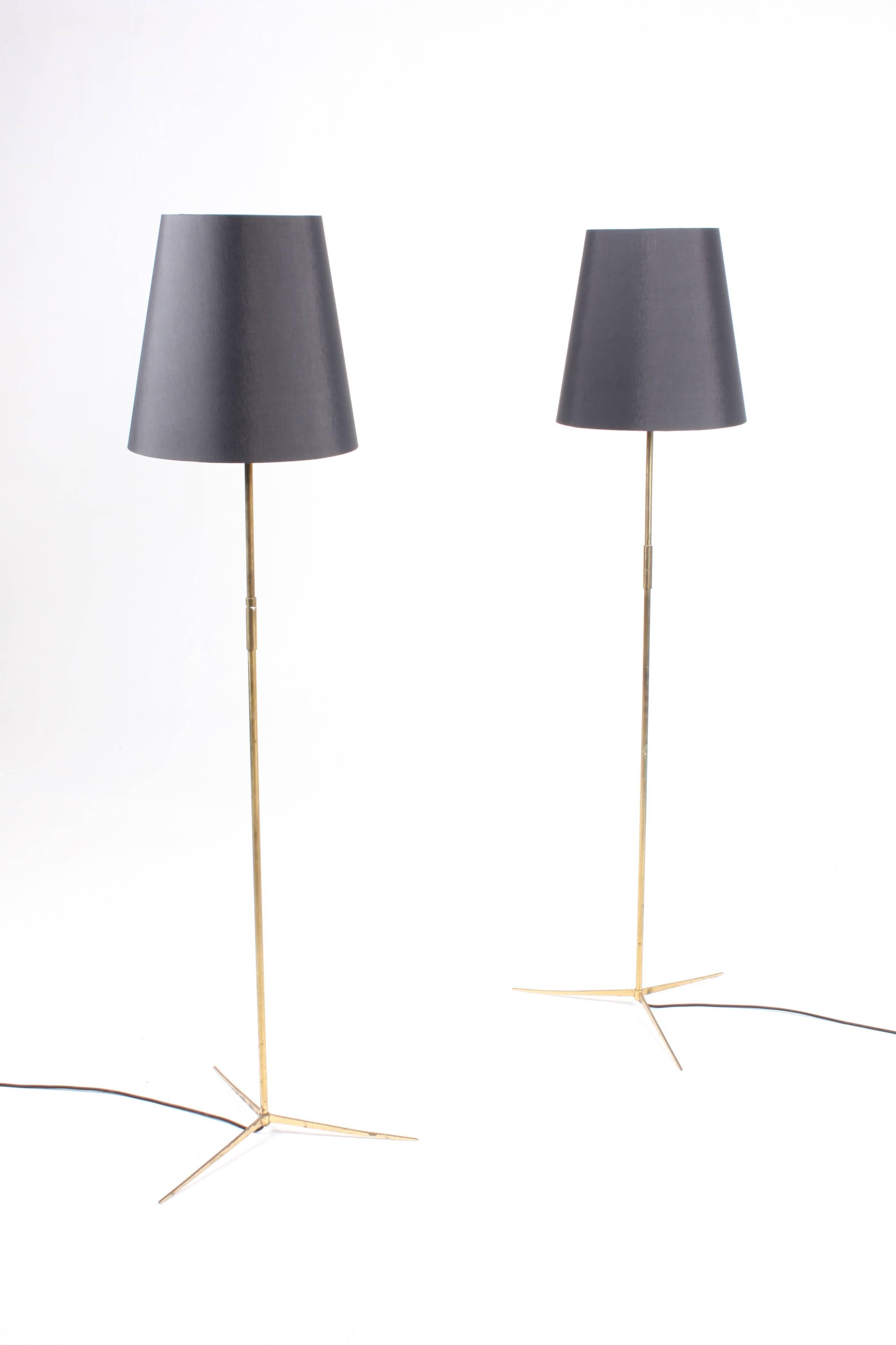 Pair of Elegant Floor Lamps in Brass By Holm Sørensen 1