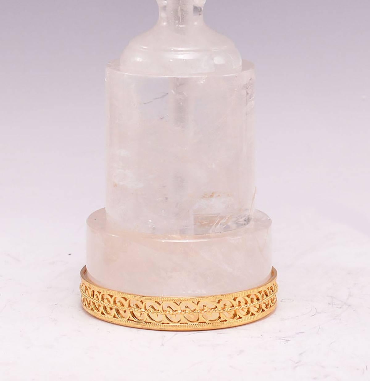 Contemporary Pair of Elegant Form Rock Crystal Quartz Lamps