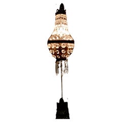 Pair of Elegant French Brass and Crystal Chandelier Wall Lamps