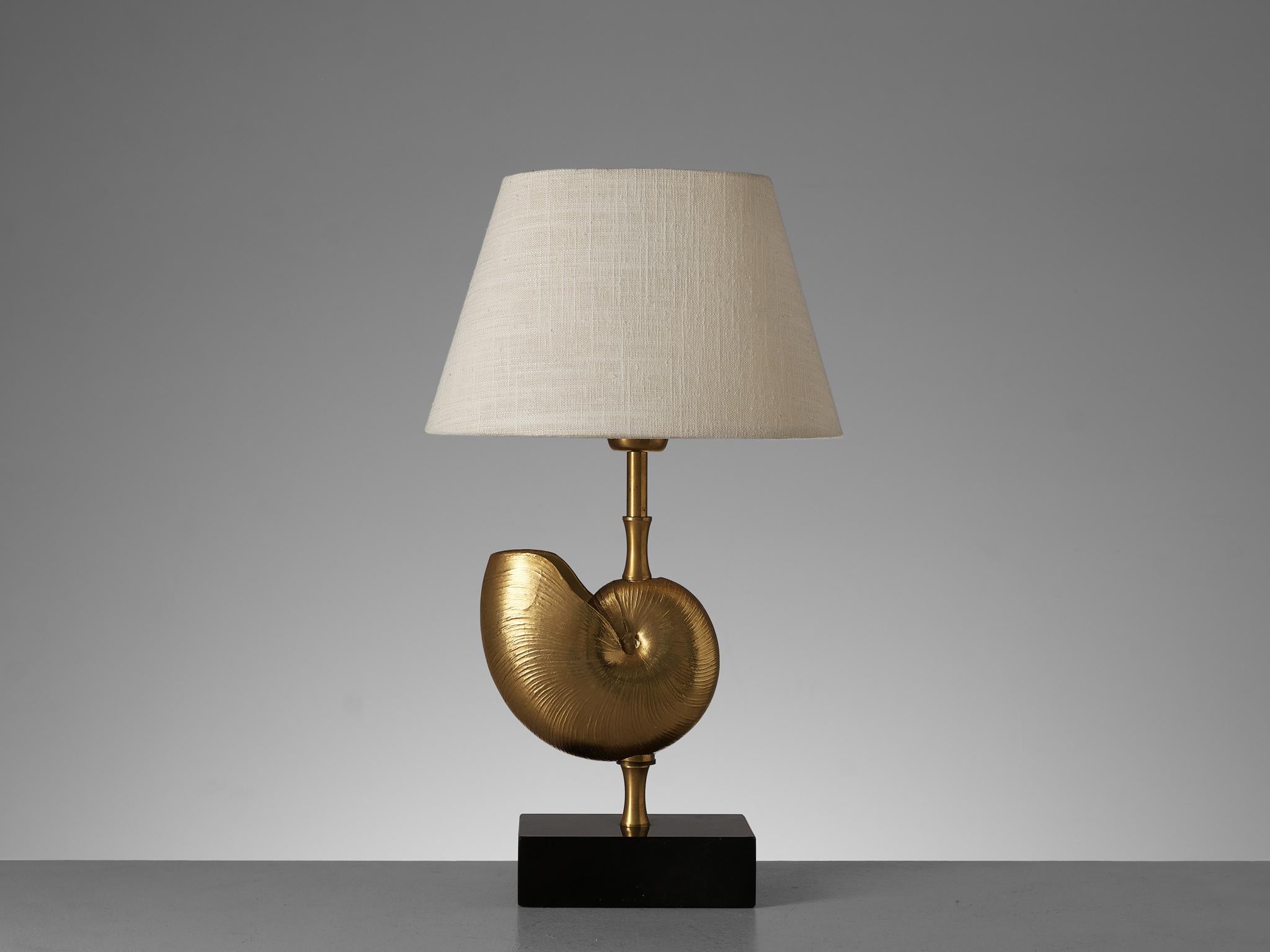 Pair of Elegant French Shell Table Lamps in Brass  1