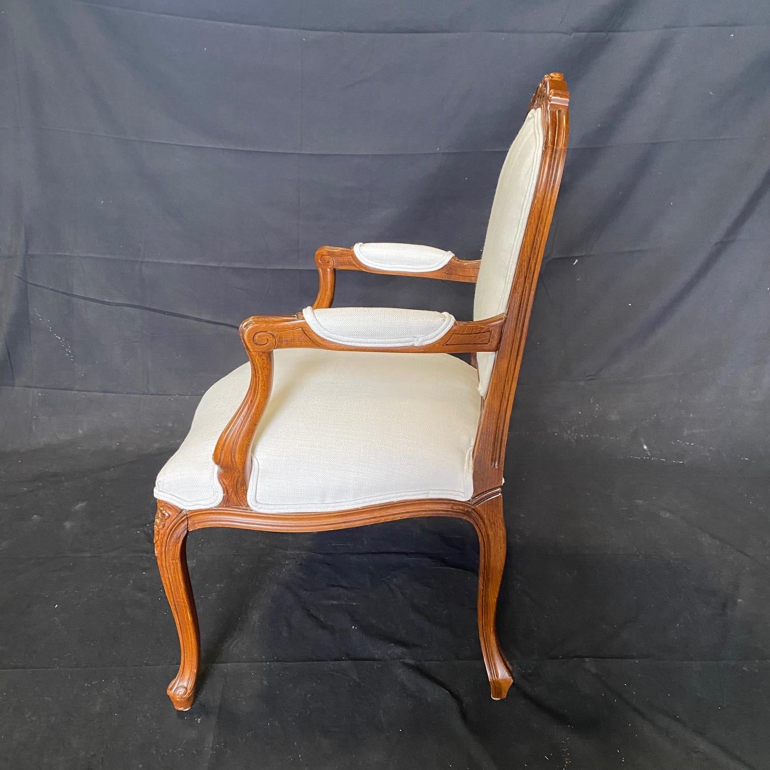 Upholstery Pair of Elegant French Walnut Louis XV Armchairs  For Sale