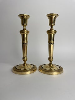 Pair of Elegant Gilded and Dark Patinated Empire Candlesticks, circa 1810
