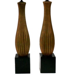 Pair of Elegant Gilt Plaster Mid Century Lamps