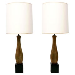 Pair of Elegant Gilt Plaster Mid Century Lamps
