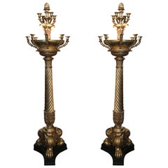 Pair of Elegant Giltwood Torchieres/Floor Lamps in Neoclassical Taste circa 1900