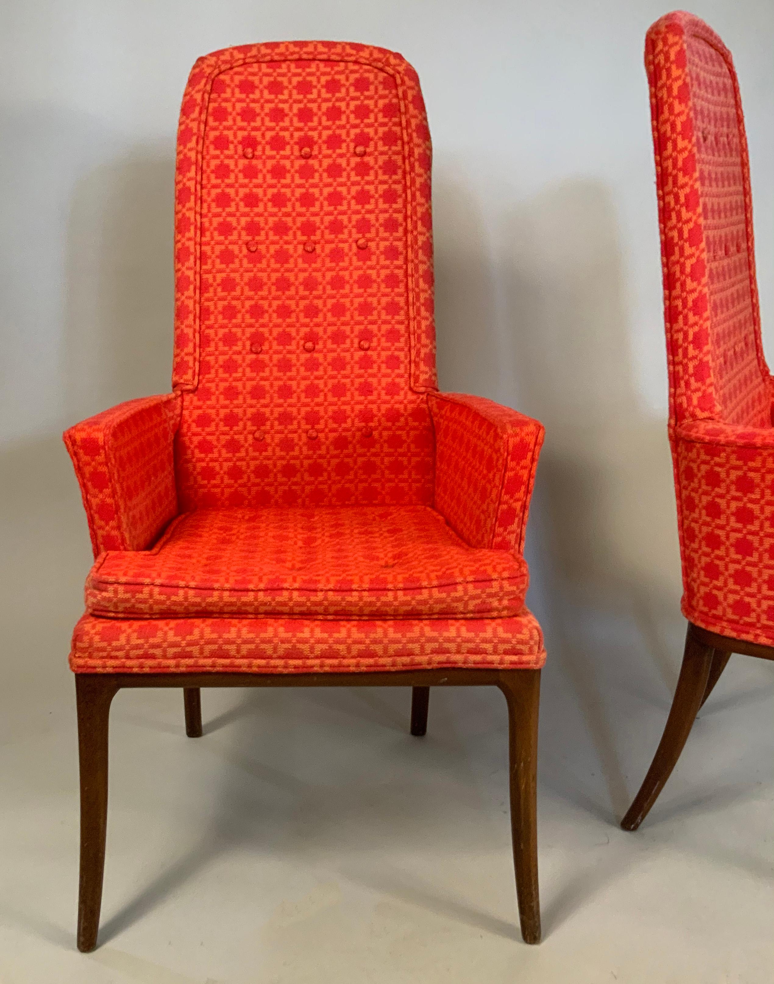 Pair of Elegant High Back Armchairs by Erwin Lambeth In Good Condition In Hudson, NY