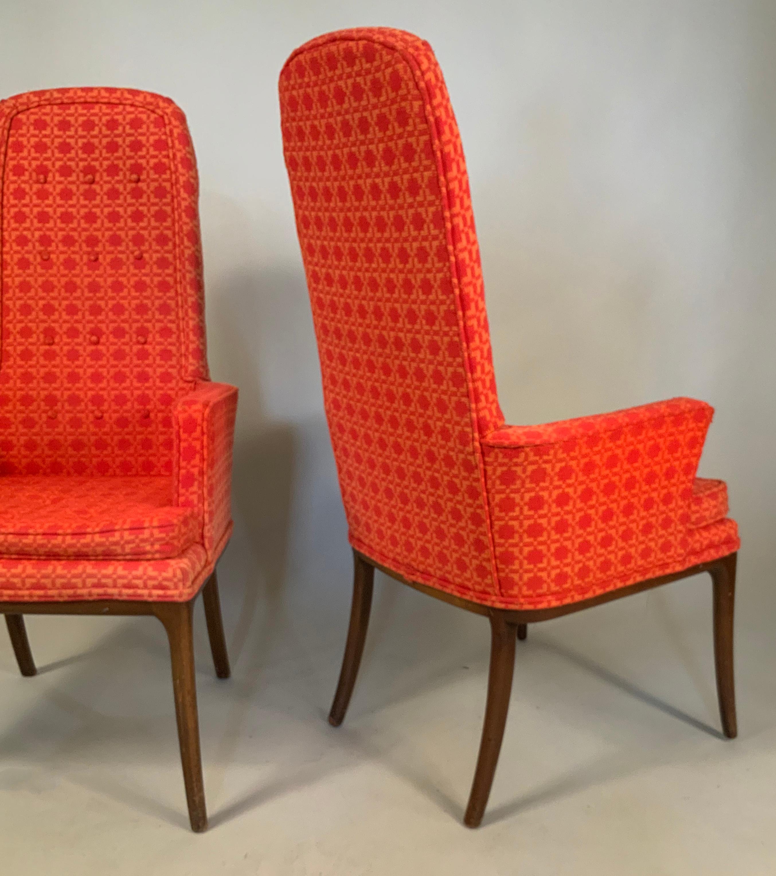 Upholstery Pair of Elegant High Back Armchairs by Erwin Lambeth