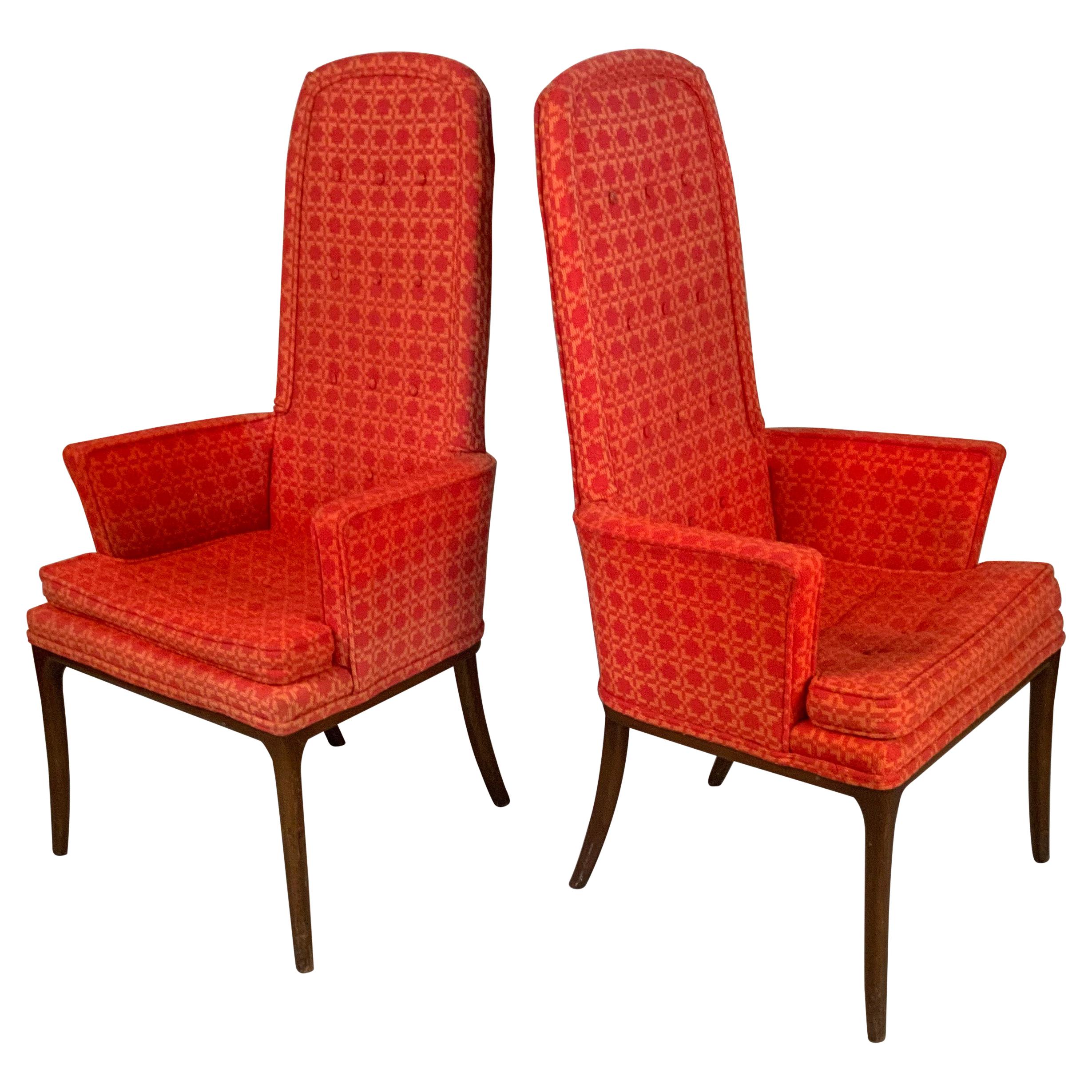 Pair of Elegant High Back Armchairs by Erwin Lambeth