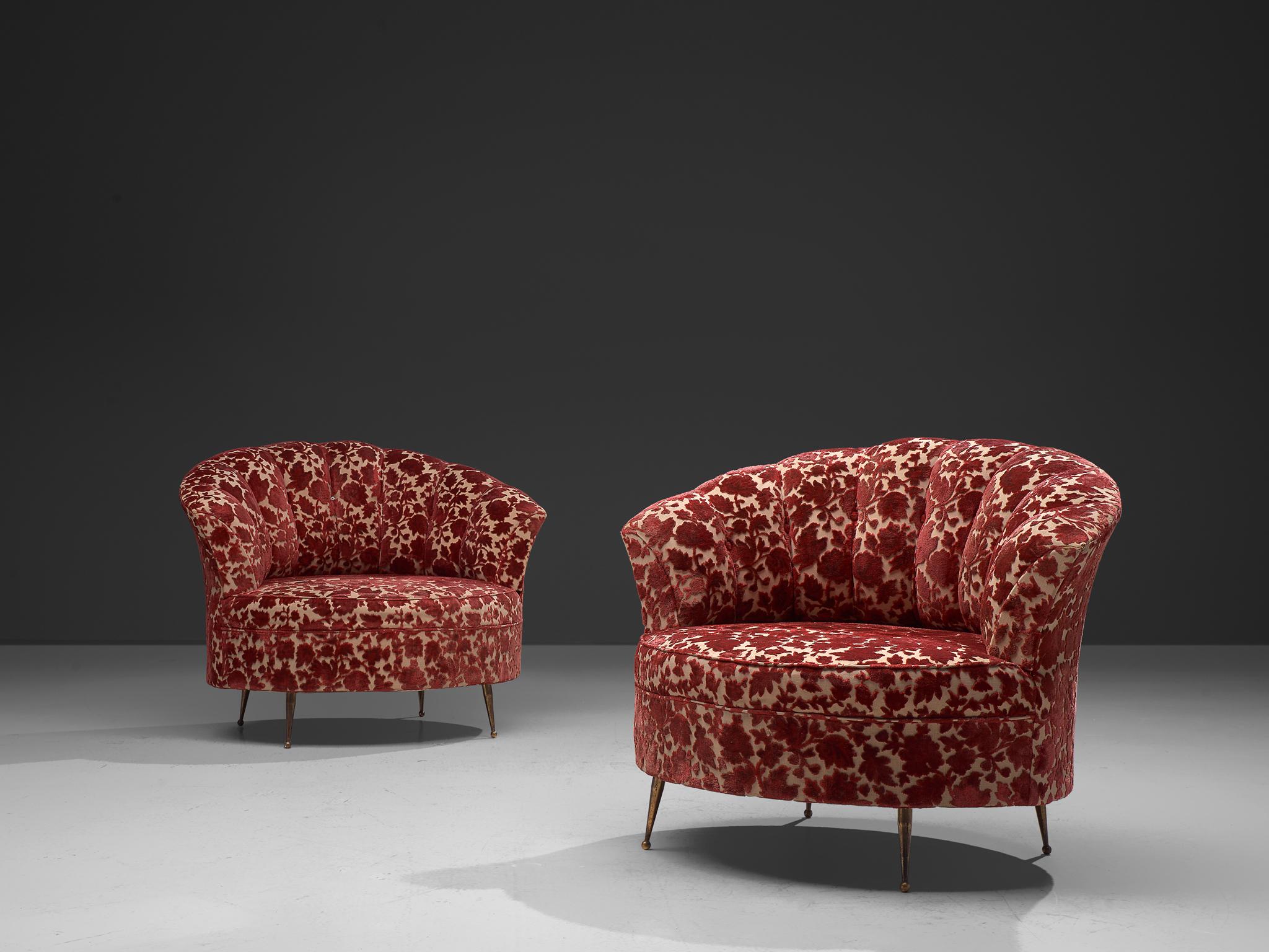 red floral chairs