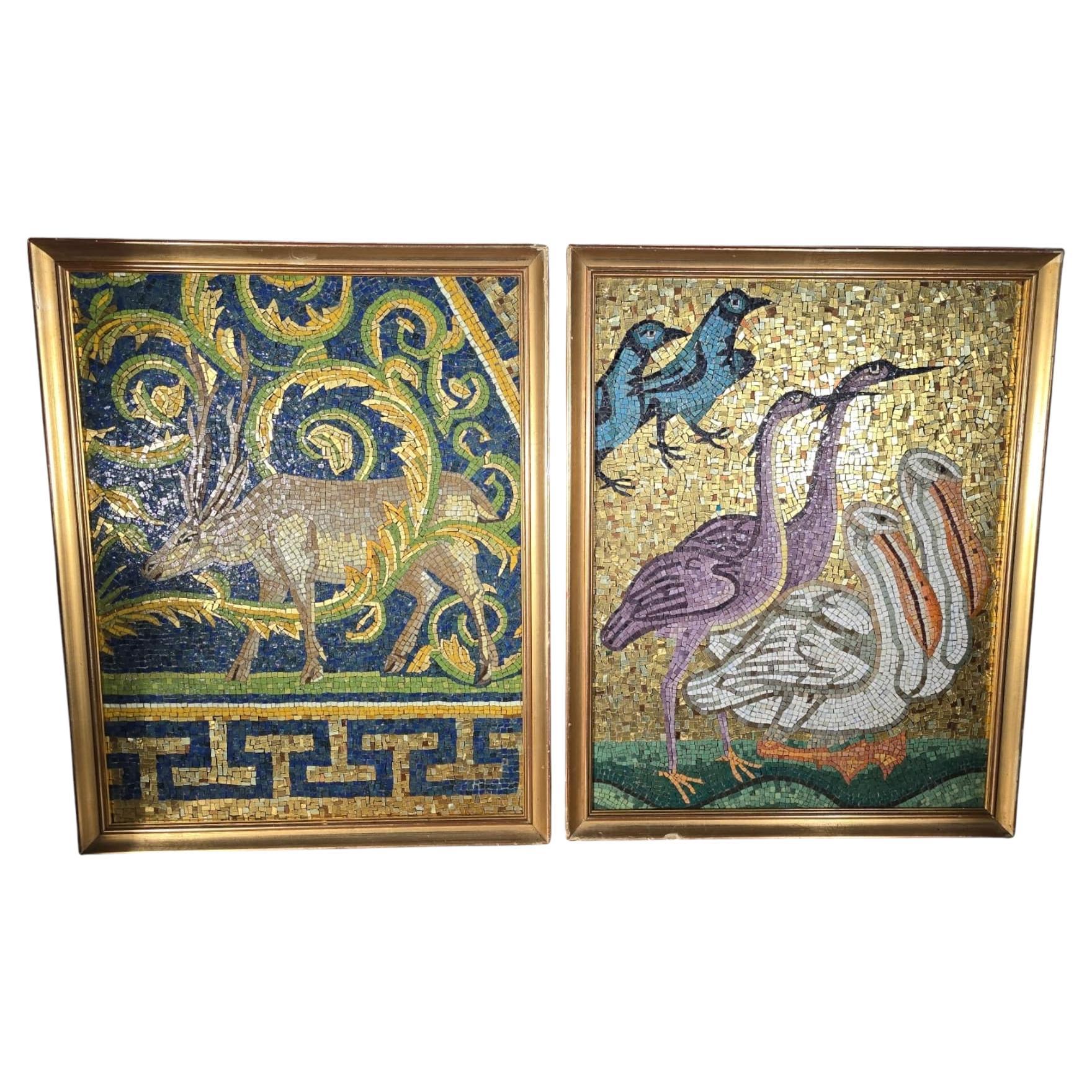 Pair of Elegant Italian Mosaics, 19th Century