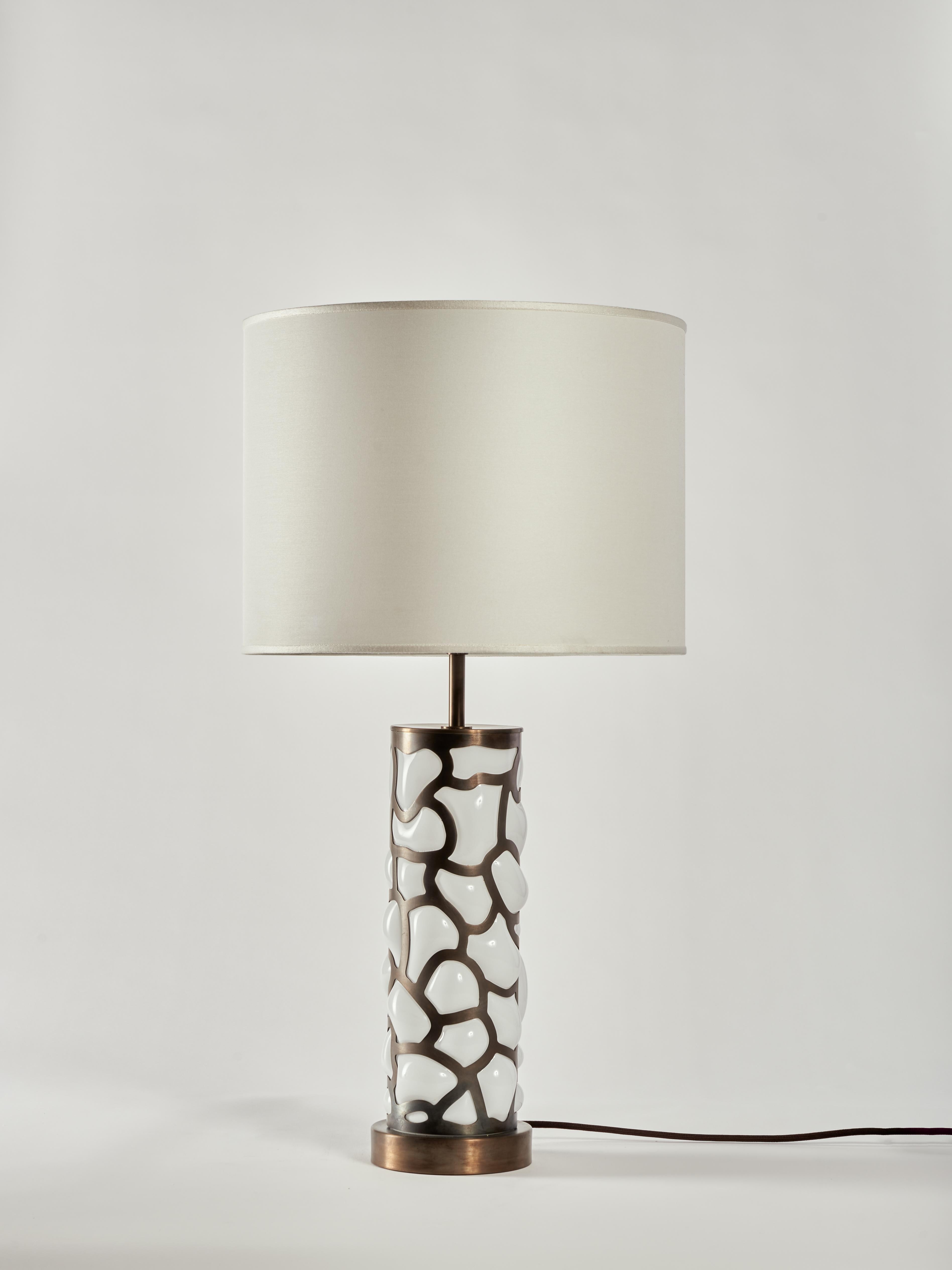 Galvanized Pair of Elegant Italian Table Lamp 