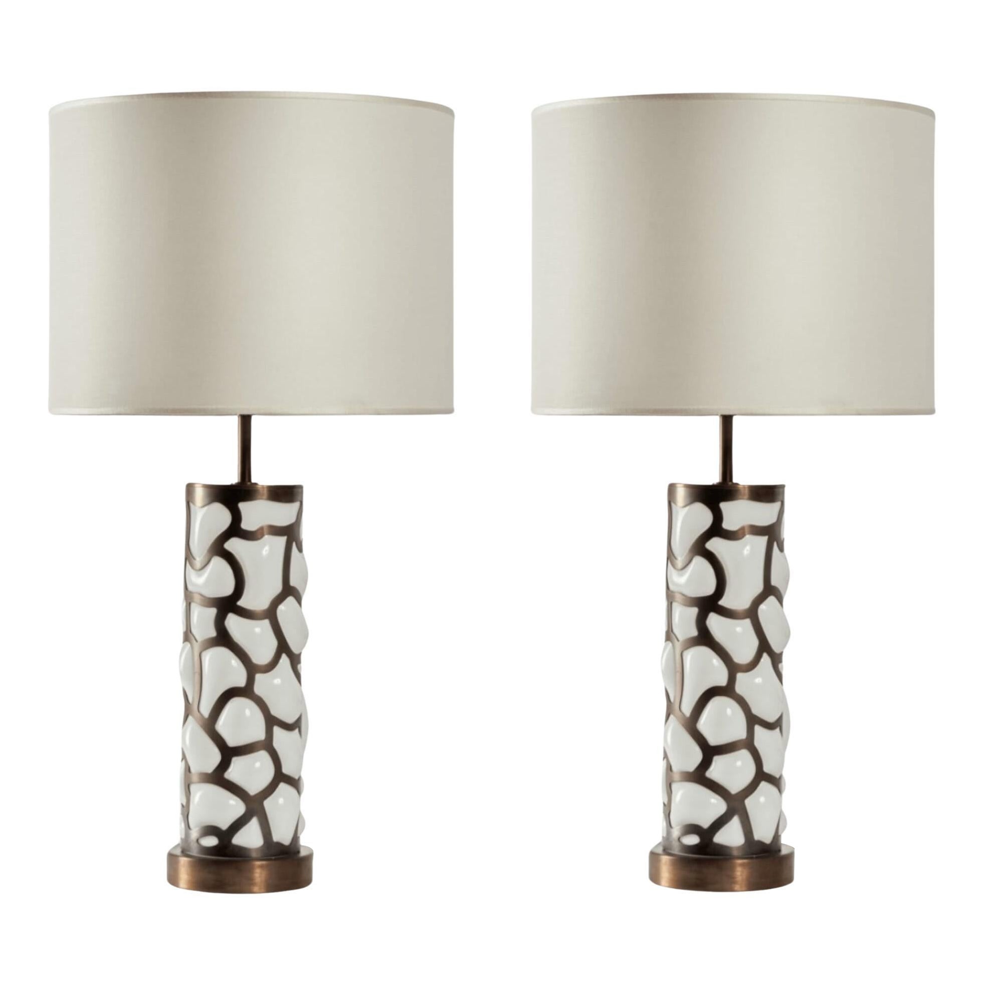 Pair of Elegant Italian Table Lamp "Blown Clouds"