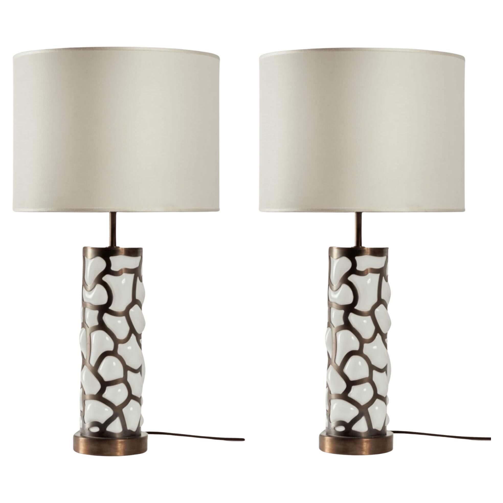 Pair of Elegant Italian Table Lamp "Blown Clouds" For Sale