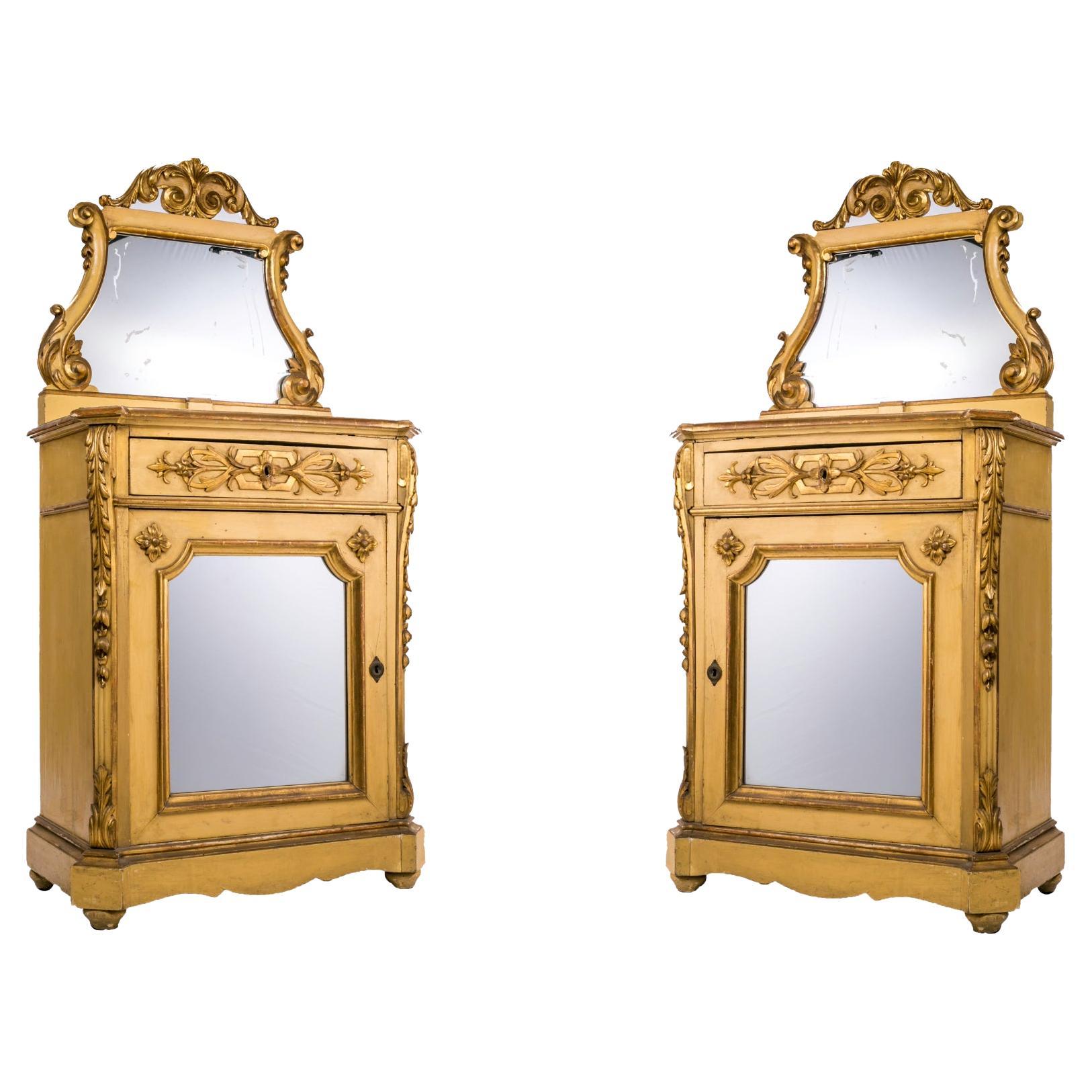 Pair of elegant lacquered cabinets from the mid-19th century For Sale