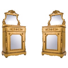Antique Pair of elegant lacquered cabinets from the mid-19th century