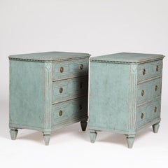 Pair of Elegant Light Blue Gustavian chest's of Drawers