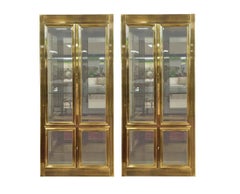 Pair of Elegant Mastercraft Brass Vitrine Display Cabinets