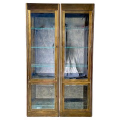 Pair of Elegant Mastercraft Brass Vitrine Display Cabinets