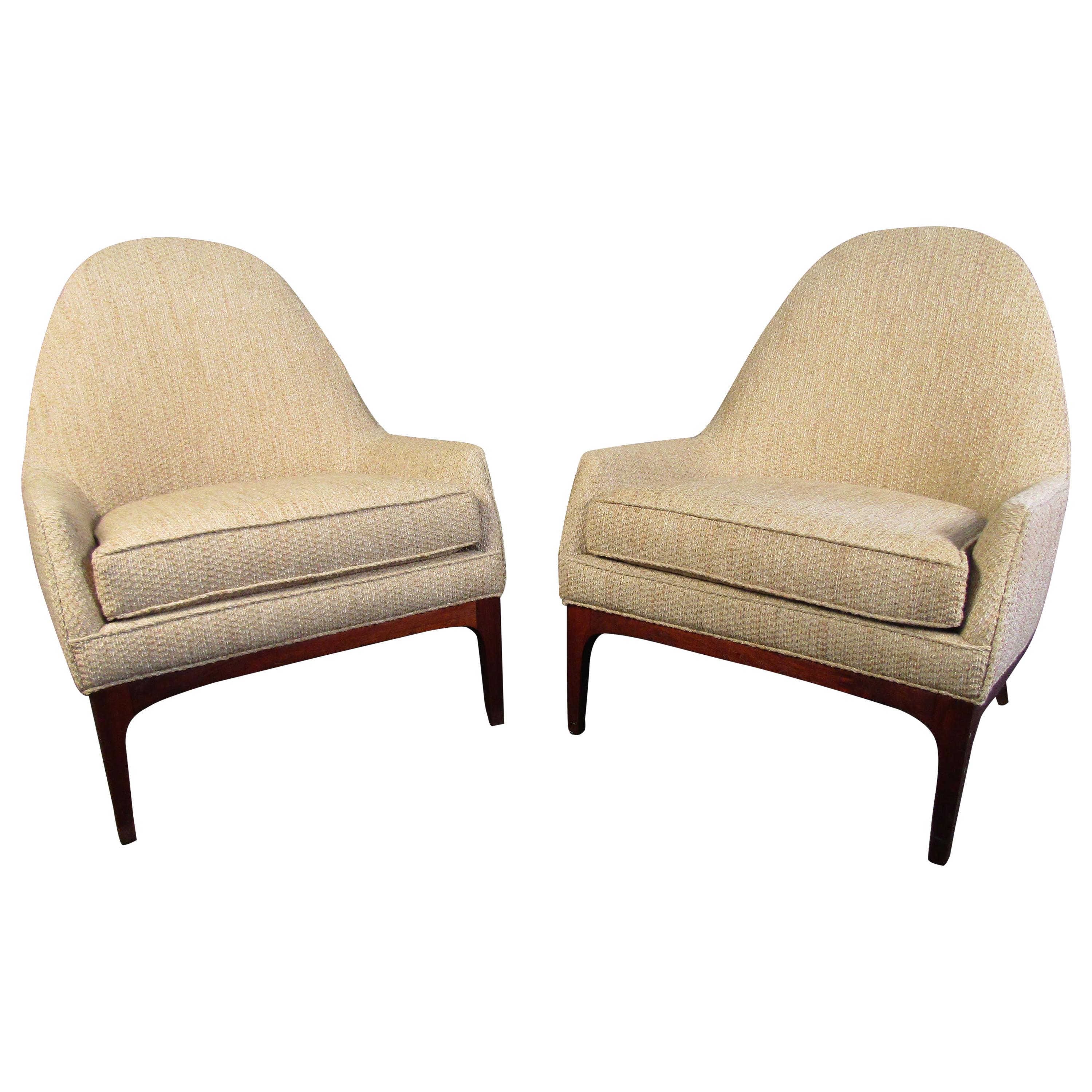 Pair of Elegant Mid-Century Modern Reading Chairs