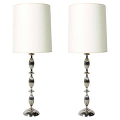 Pair of Elegant Nickel Plated Lamps