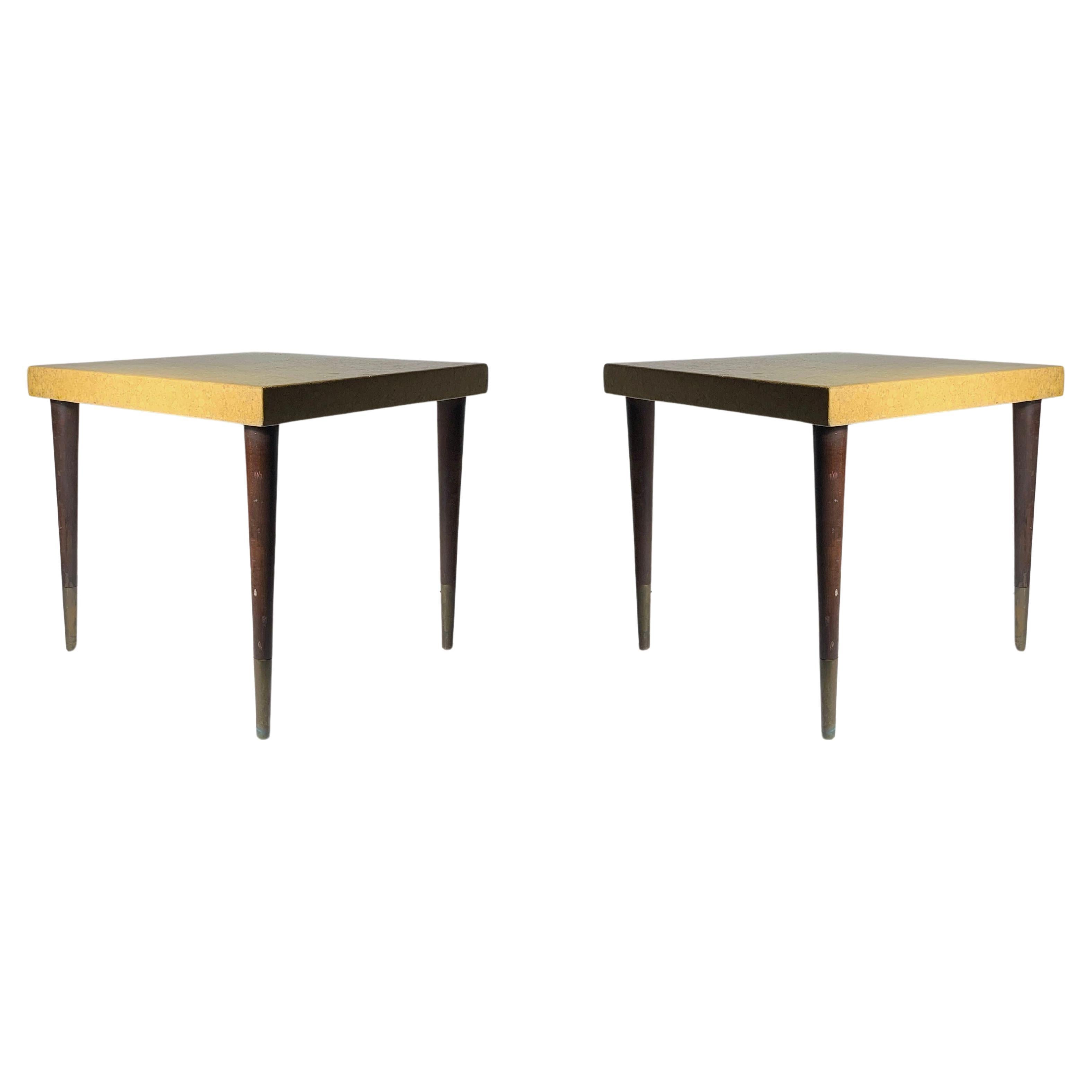Pair of Elegant Paul Frankl Cork Side Tables For Sale