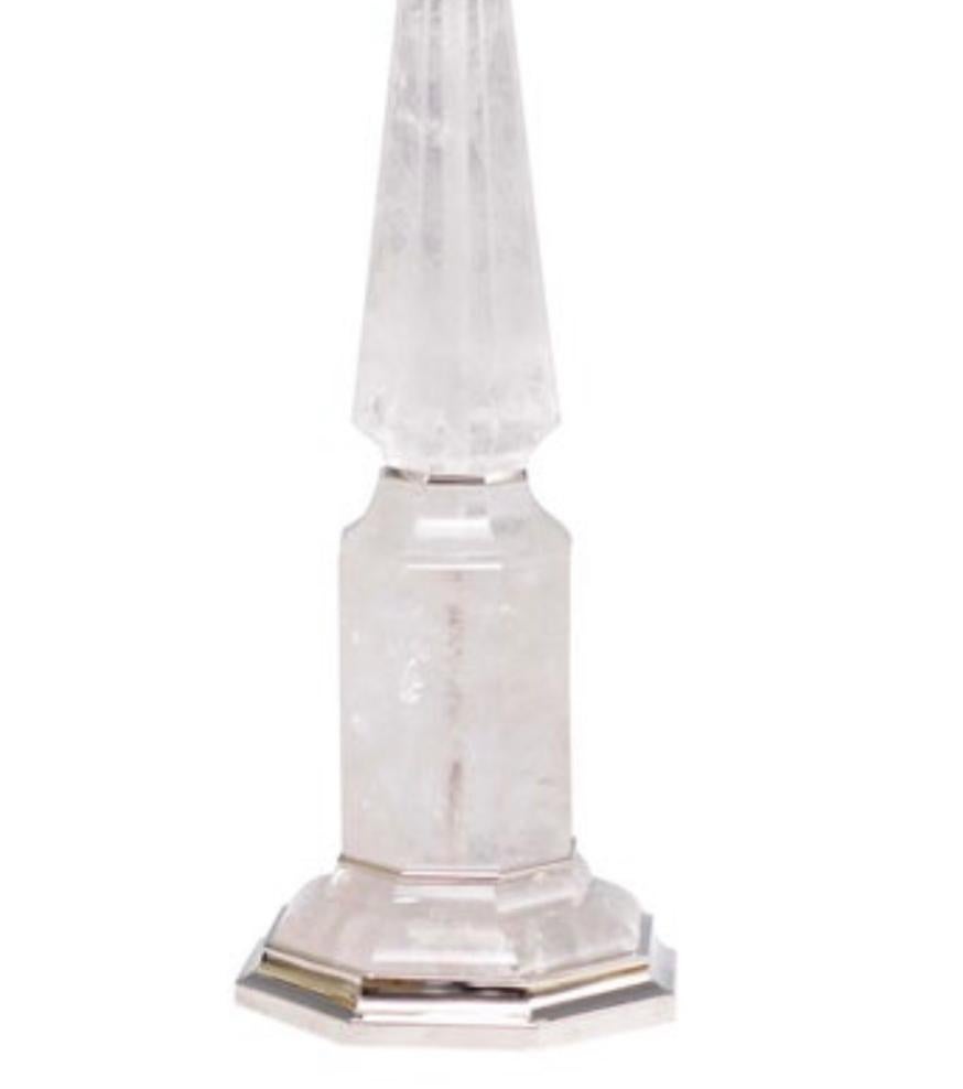 Contemporary Pair of Elegant Rock Crystal Quartz Table Lamps For Sale