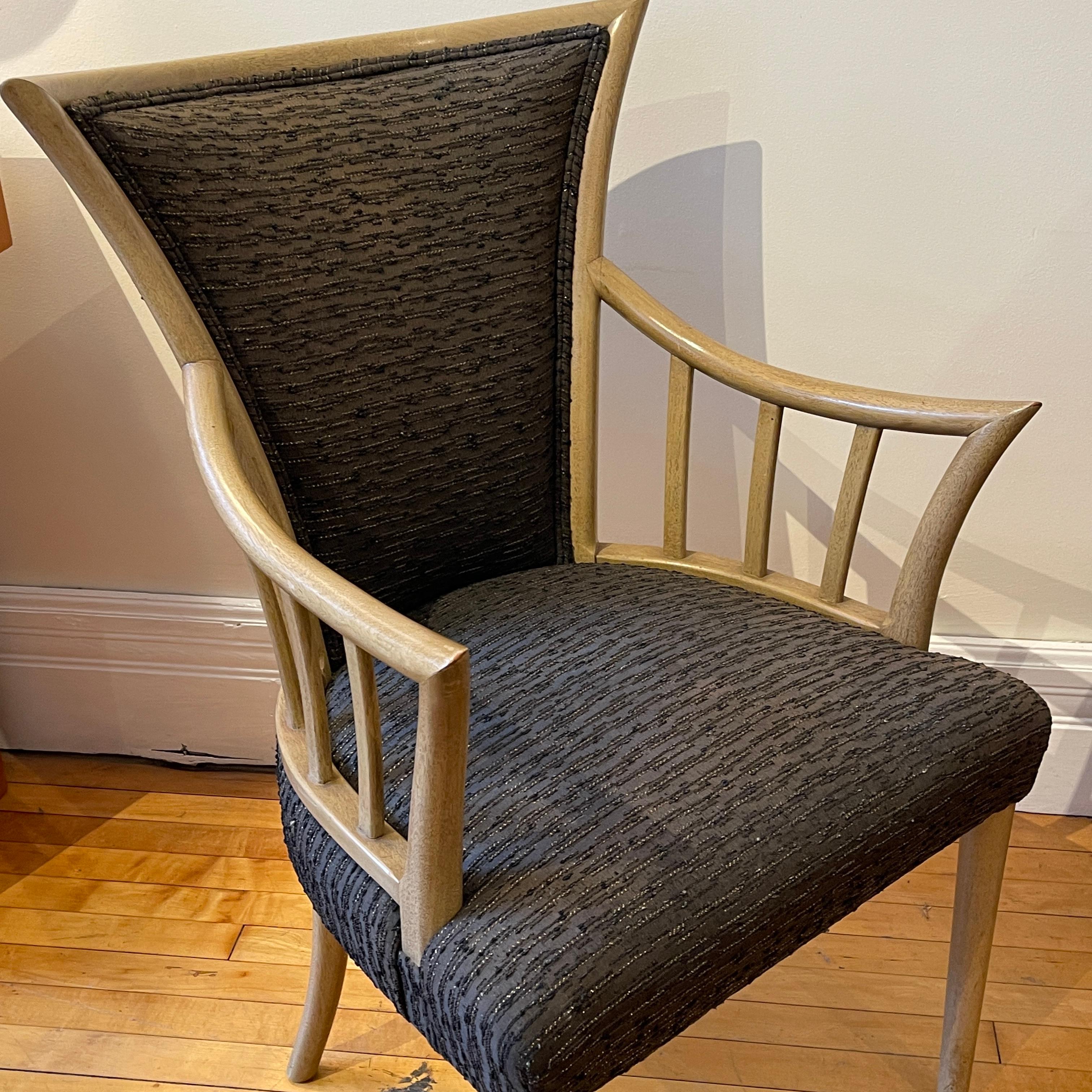 American Elegant Sculptural Wood Framed Midcentury Chair by Weiman- Only one available For Sale