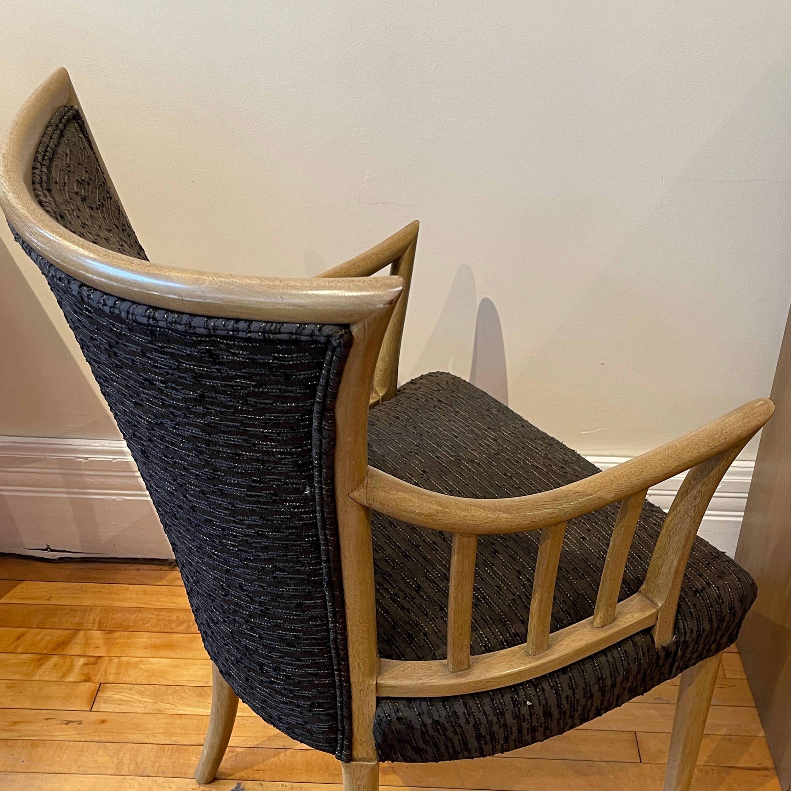 Carved Elegant Sculptural Wood Framed Midcentury Chair by Weiman- Only one available For Sale