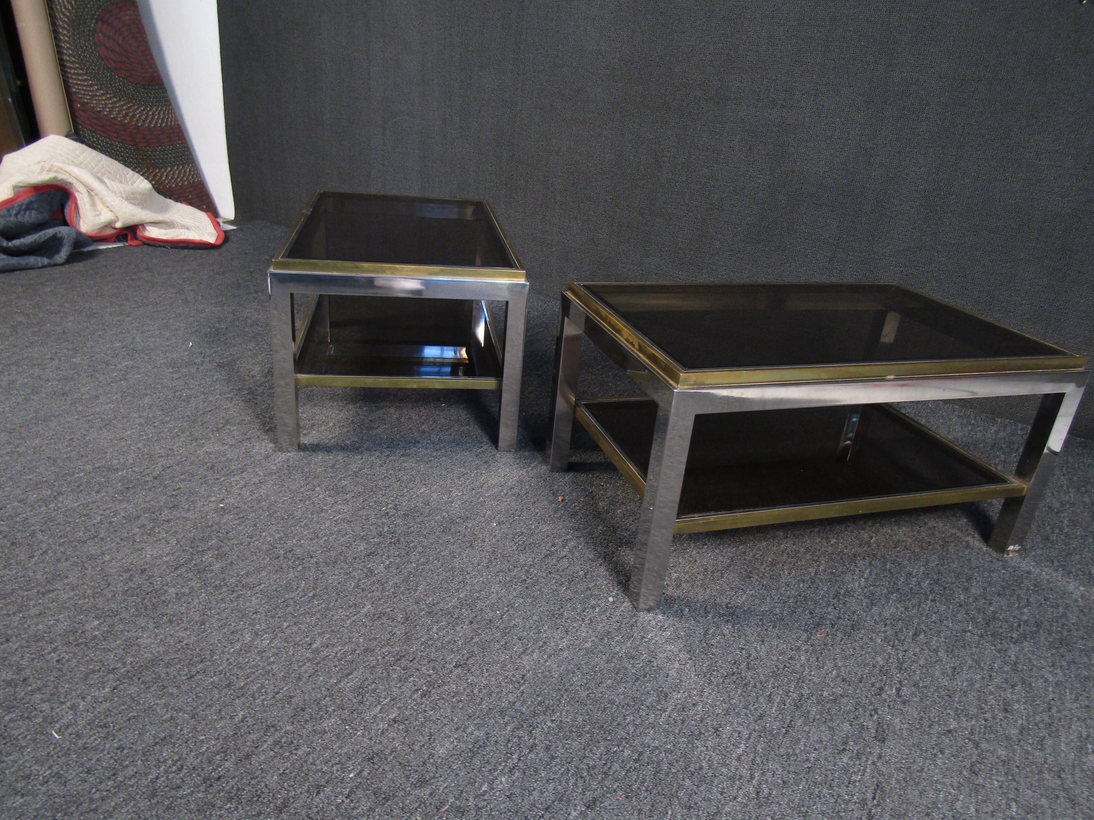 Metal Pair of Elegant Side Tables by Willy Rizzo