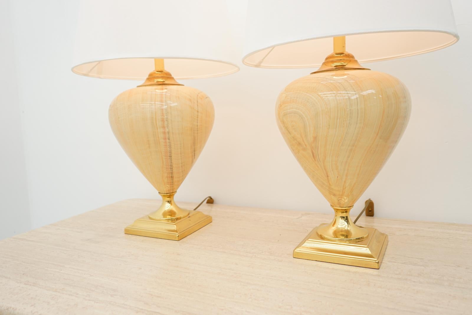 Hollywood Regency Pair of Elegant Table Lamps by Maison Le Dauphin, France, 1970s