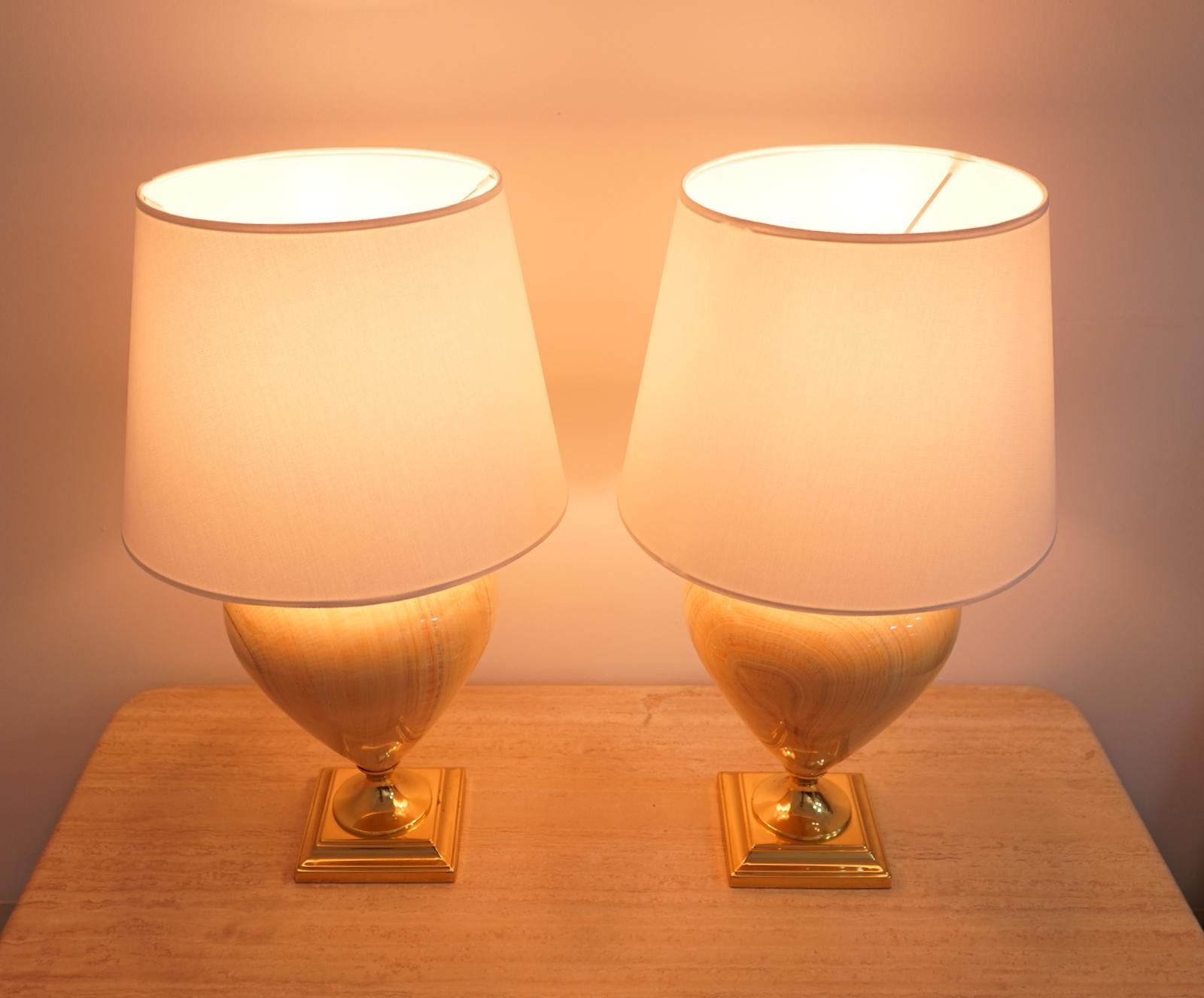 French Pair of Elegant Table Lamps by Maison Le Dauphin, France, 1970s