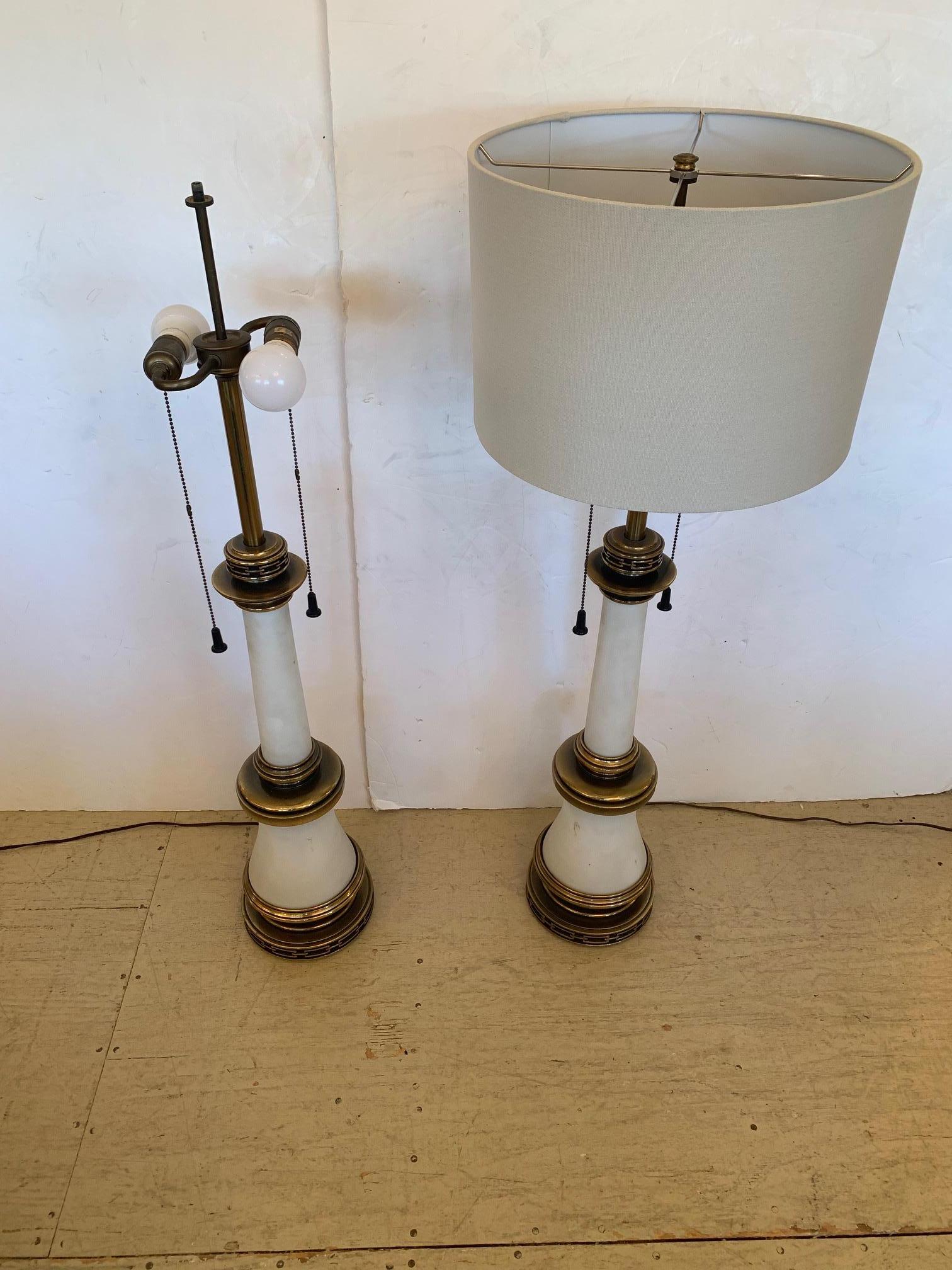 Pair of Elegant Tall Stiffel Table Lamps In Good Condition For Sale In Hopewell, NJ