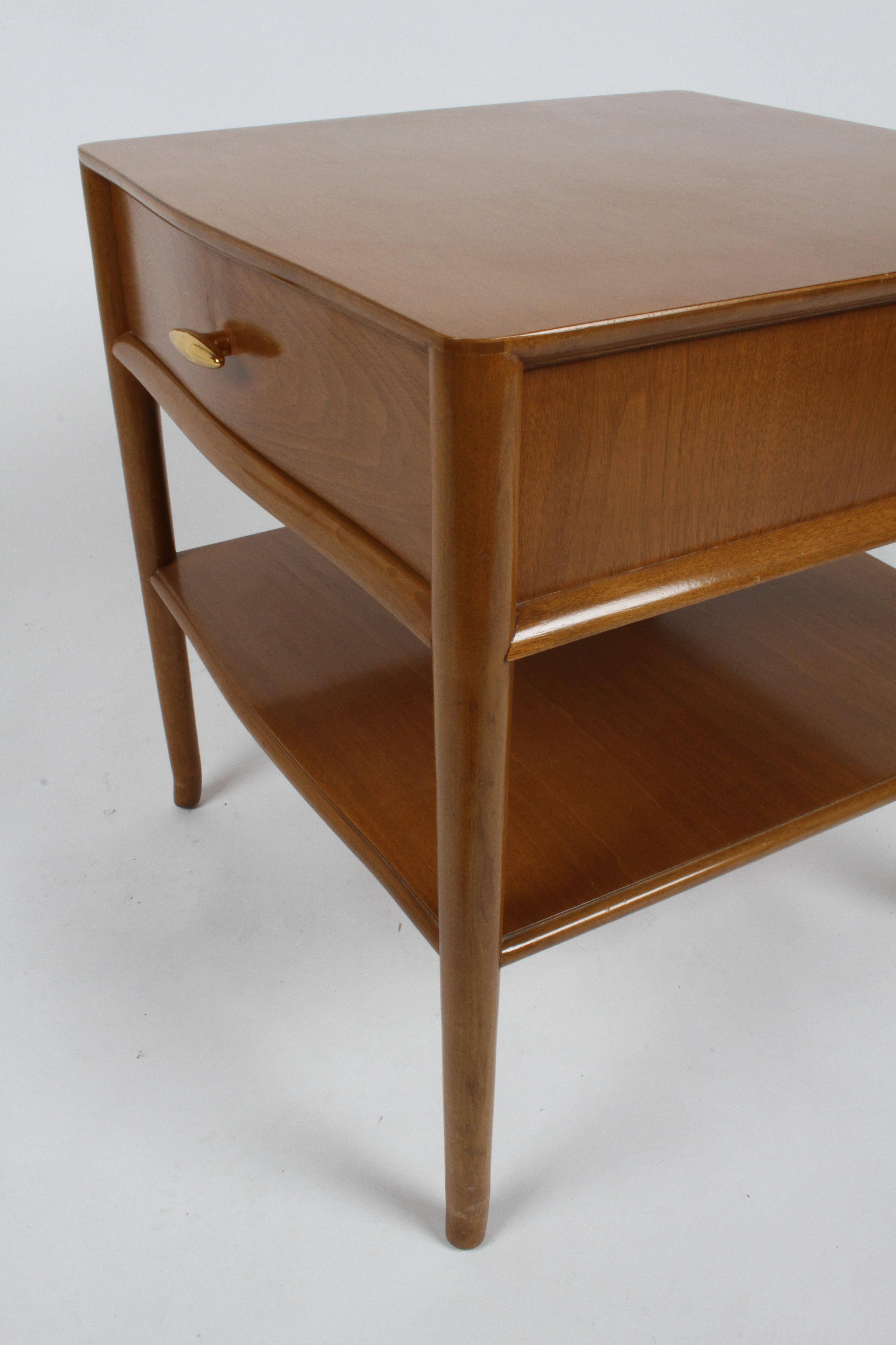 Pair of Elegant T.H. Robsjohn-Gibbings Nightstands with 22K Gold Porcelain Knobs 7