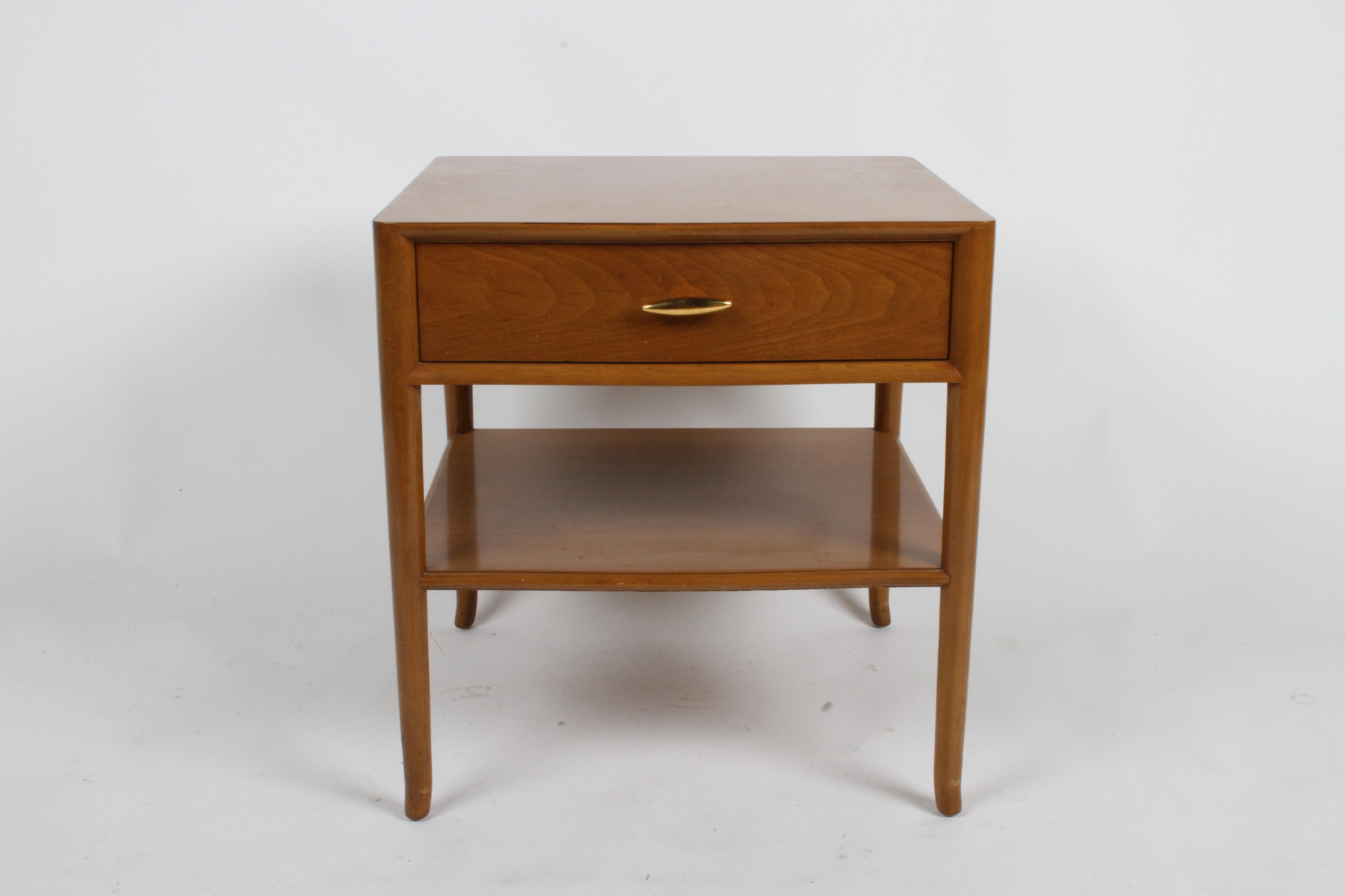 Mid-Century Modern Pair of Elegant T.H. Robsjohn-Gibbings Nightstands with 22K Gold Porcelain Knobs