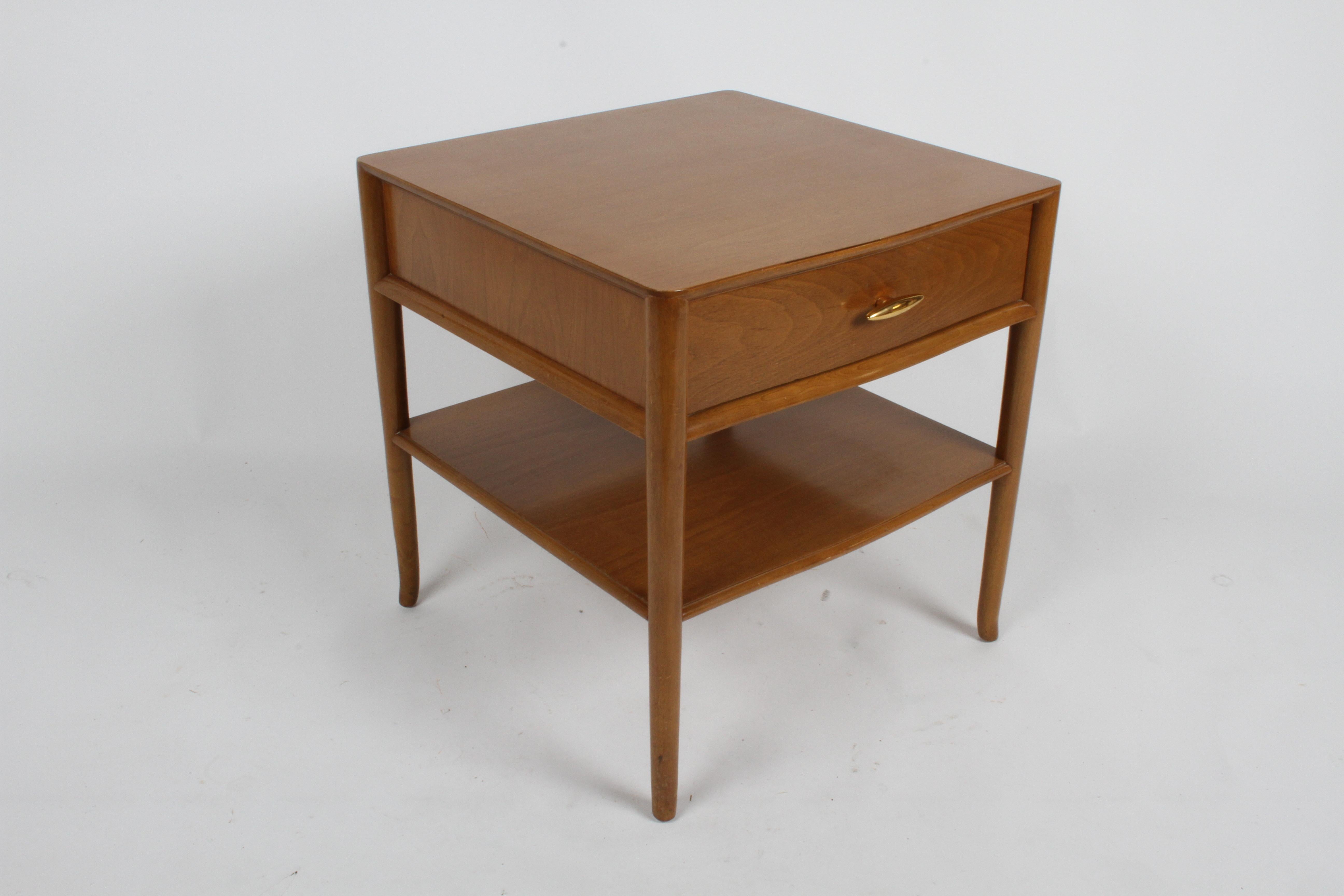 American Pair of Elegant T.H. Robsjohn-Gibbings Nightstands with 22K Gold Porcelain Knobs