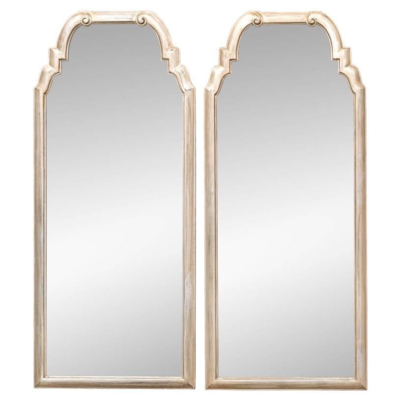 Pair Of Elegant Three Quarter Length Mirrors in Hollywood Regency Style For Sale