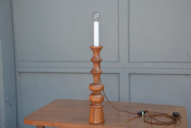 American Pair of Elegant Turned Wood Candlestick Mantel Lights For Sale