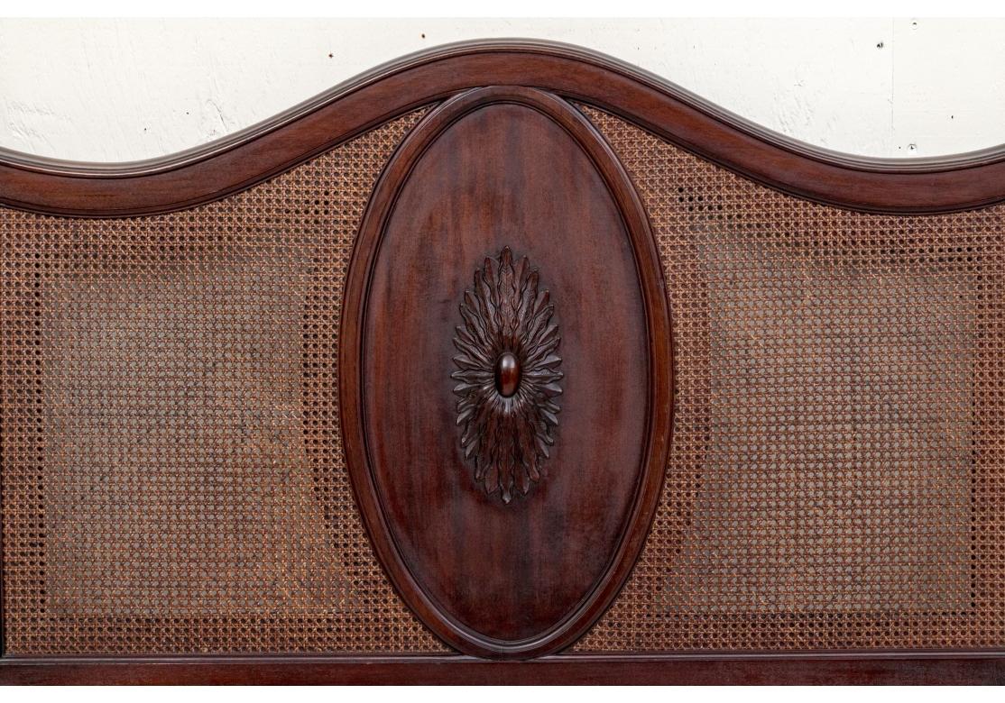 Hollywood Regency Pair Of Elegant Twin Cane Headboards
