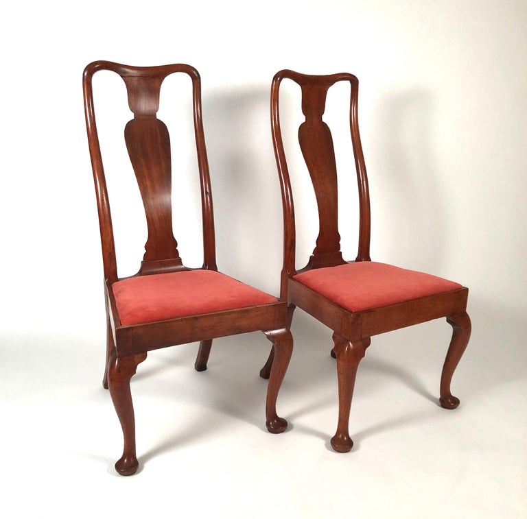 Pair of Elegantly Curved Queen Anne Period Chairs, circa 1710 at 1stDibs