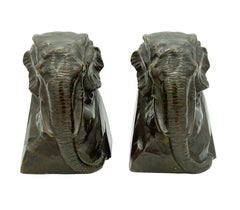 Pair of Elephant Bronze Bookends by Bernard Johnson