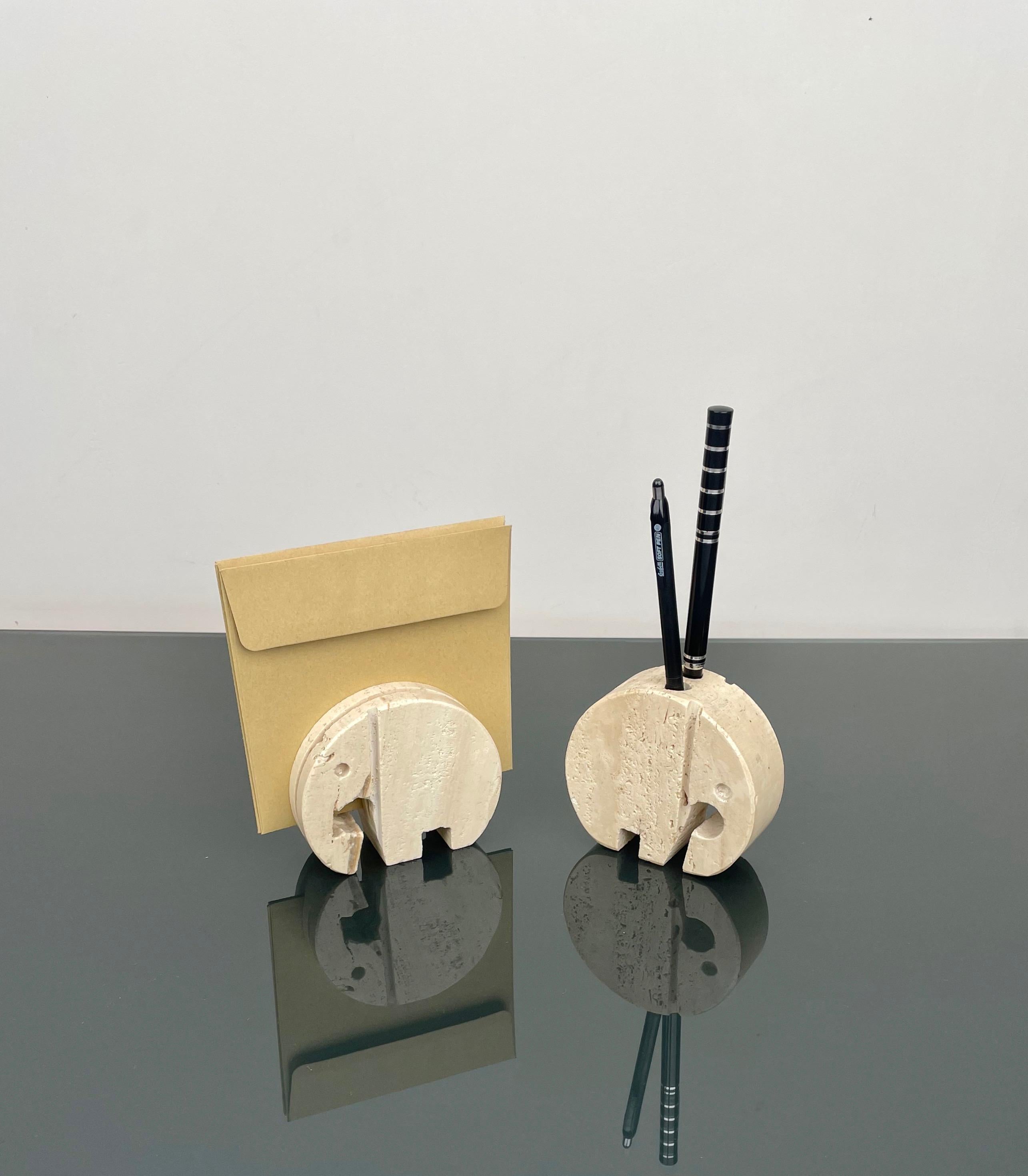 Late 20th Century Pair of Elephant Desk Accessories Attributed to Fratelli Mannelli, Italy 1970s