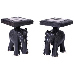 Antique Pair of Elephant End Tables