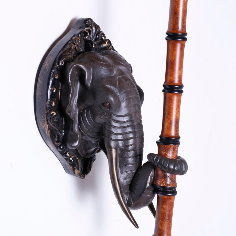 Pair of Elephant Head Wall Sconces with Umbrellas at 1stDibs