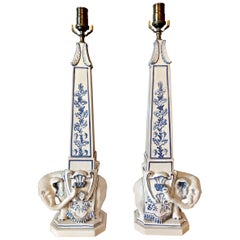 Vintage Pair of Elephant Obelisk Lamps, circa 1960s